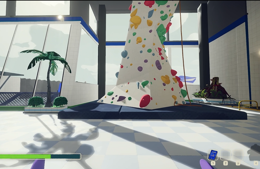 机场里的攀岩墙教学关卡