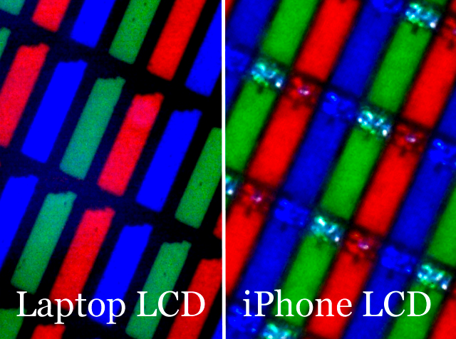 sub-pixel-iphone-lcd Laptop LCD and iPhone LCD comparison (sub-pixel level)