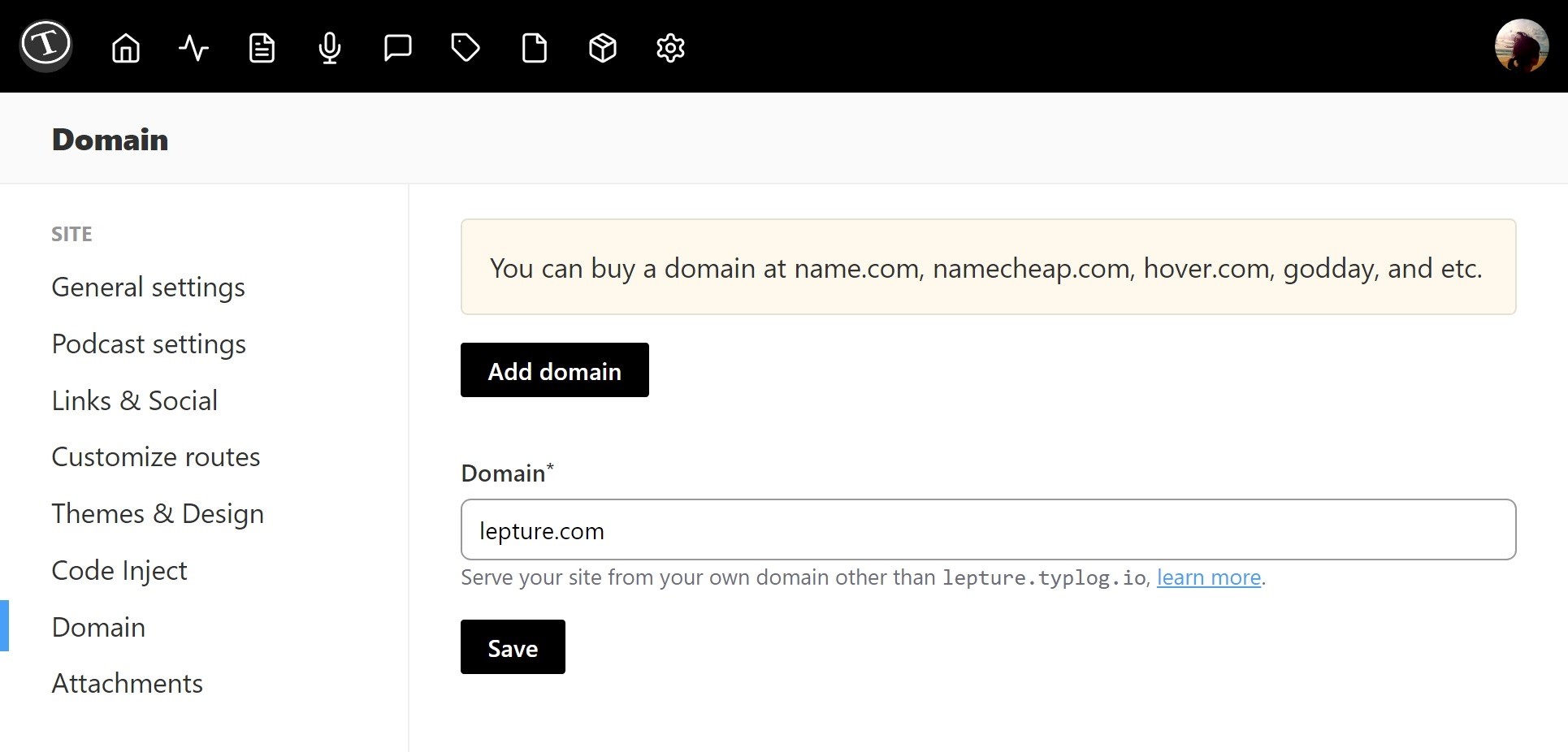 Add your own domain