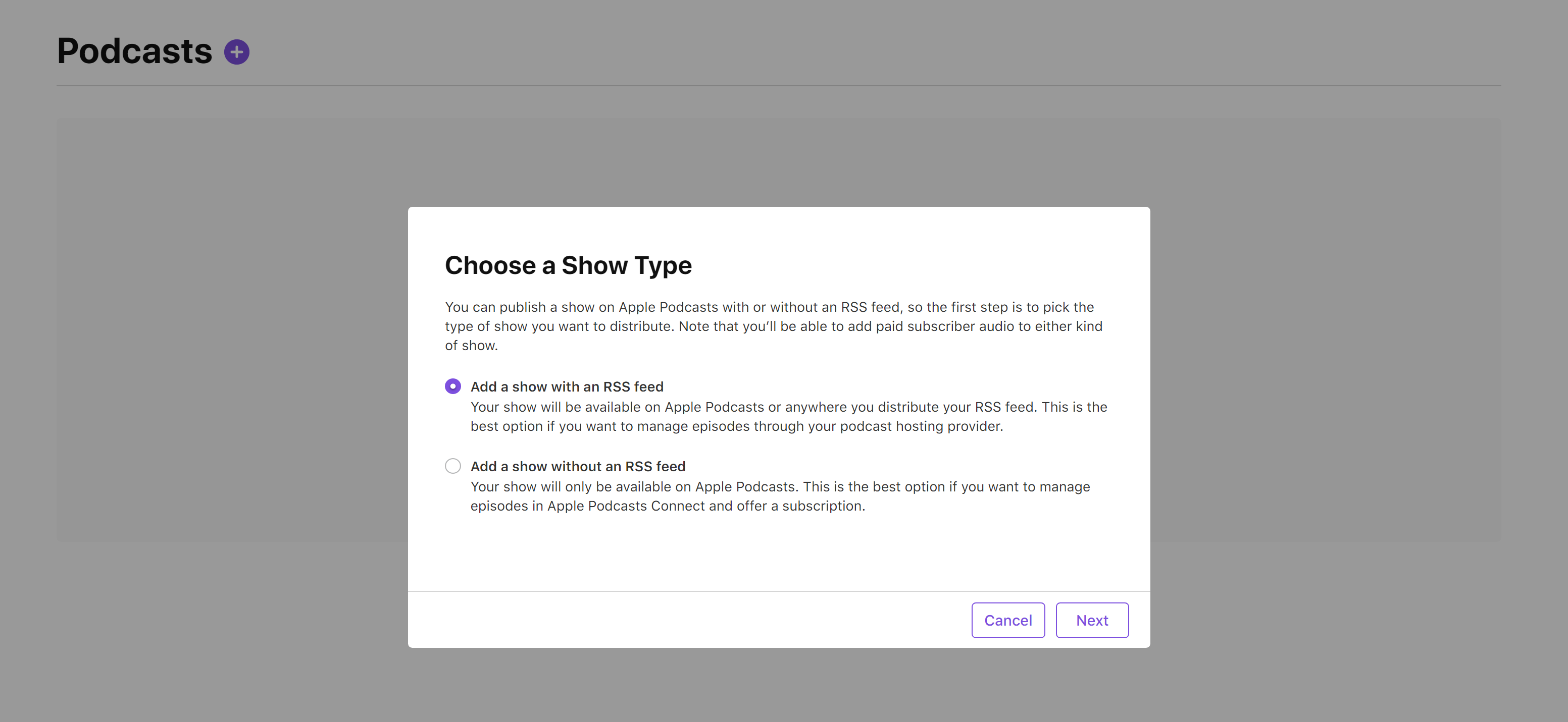 Add a show with an RSS feed