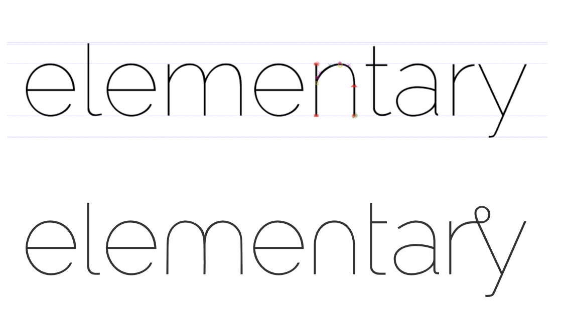 上为直接输入的以Raleway字体显示的「elementary」,下为elementary的LOGO image.png