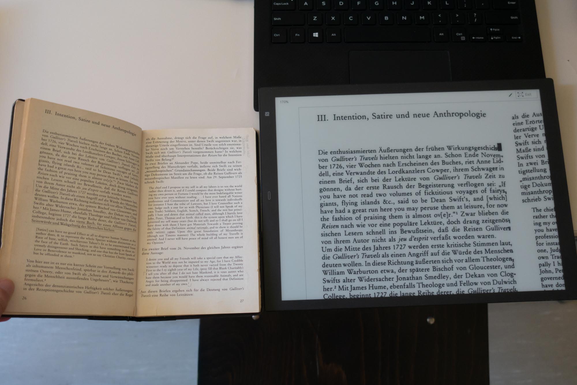 2020.5.28 印刷书籍与扫描放大后在电子纸上的显示效果。