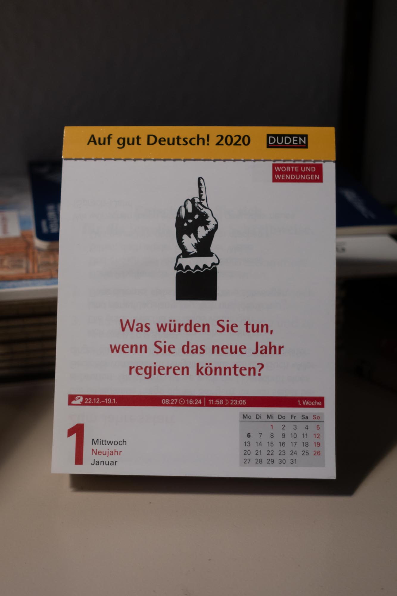 2020.1.2 《杜登德语日历》第一页。