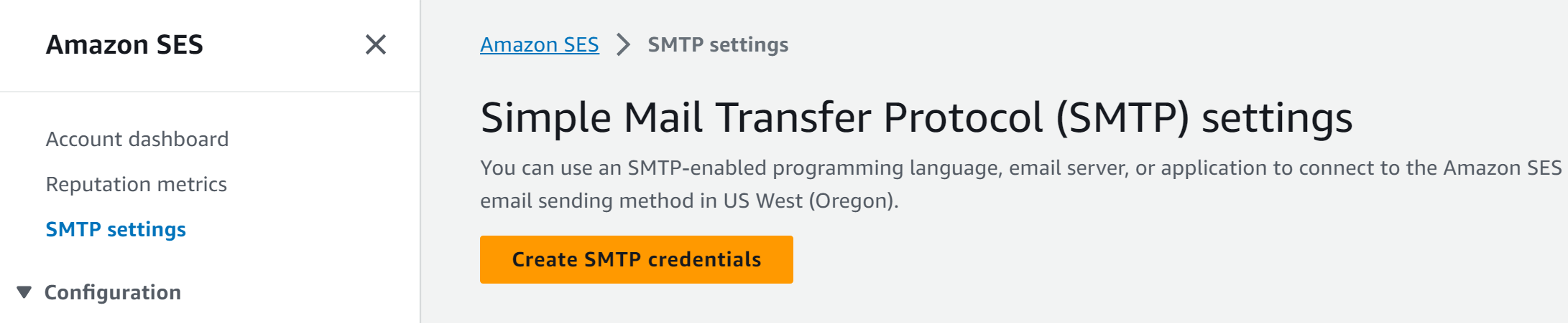 Create SMTP credentials