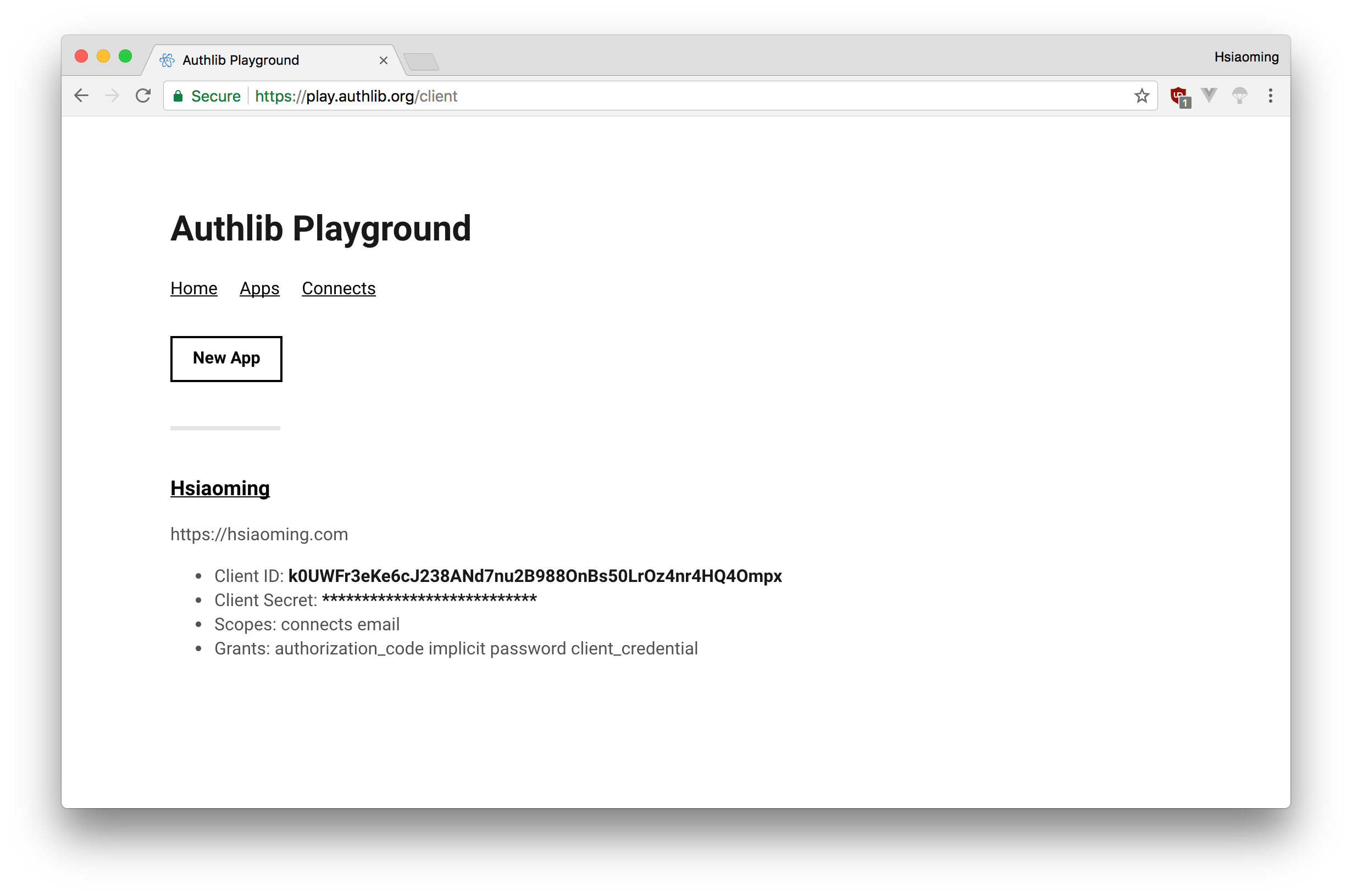 Authlib Playground Screenshot
