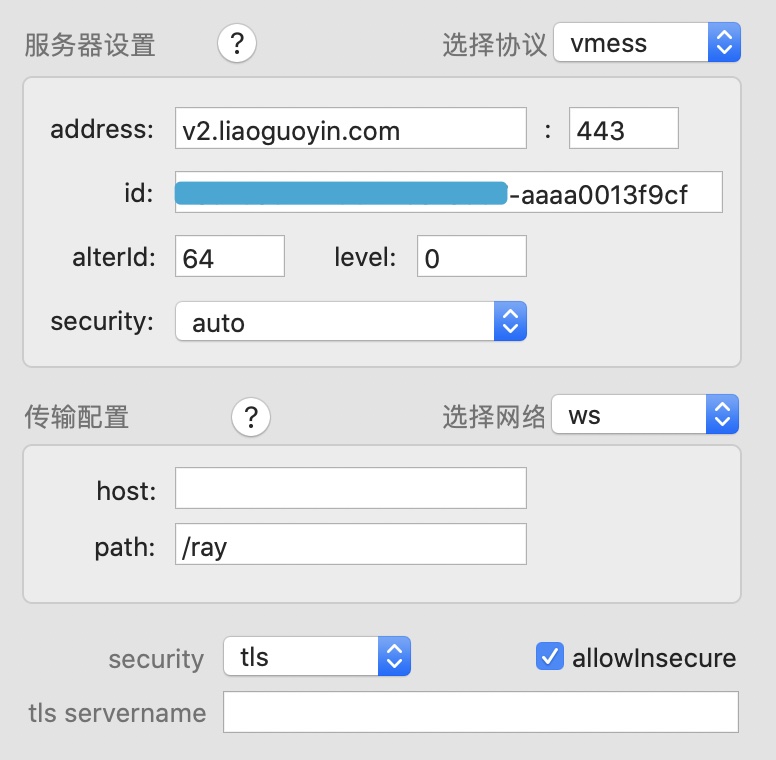 V2Ray必须配置的数据项