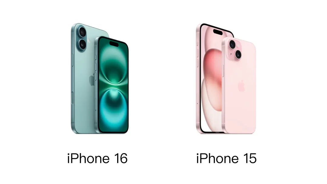 iPhone 15 与 iPhone 16 后置摄像头对比，图片来源：Apple.com