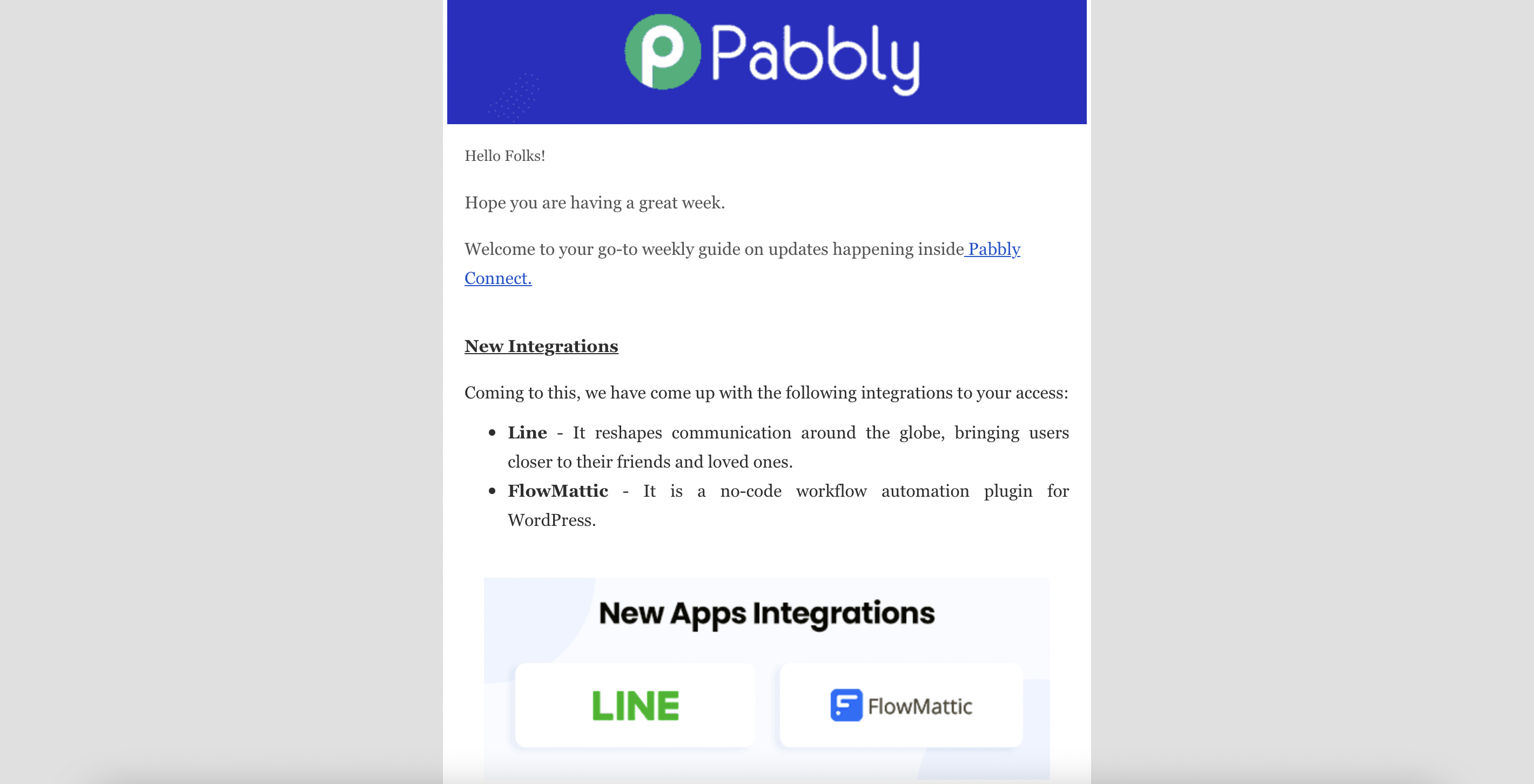 Pabbly Connect 更新項目電子報